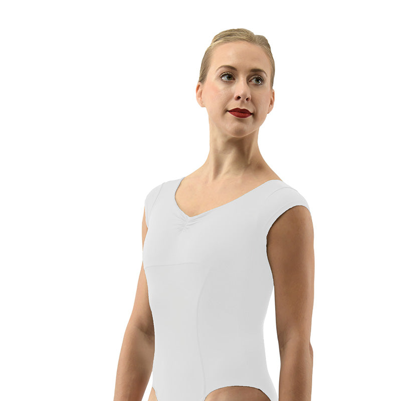 ITZEL Cap Sleeve Pinch Front & Back Princess Seam Leotard