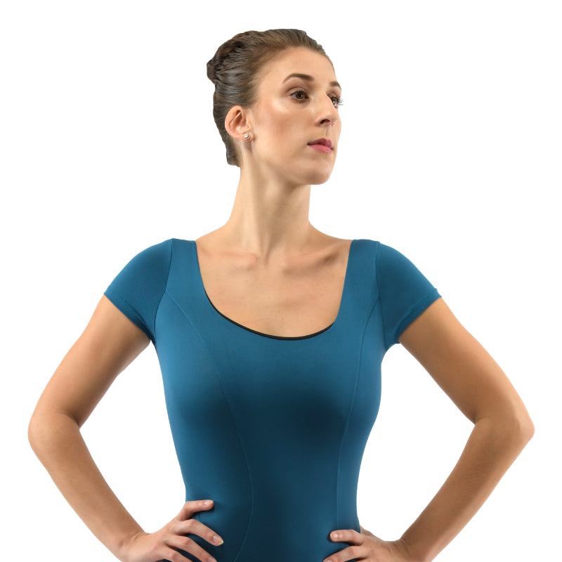 TORI Short Sleeve Princess Seam Leotard