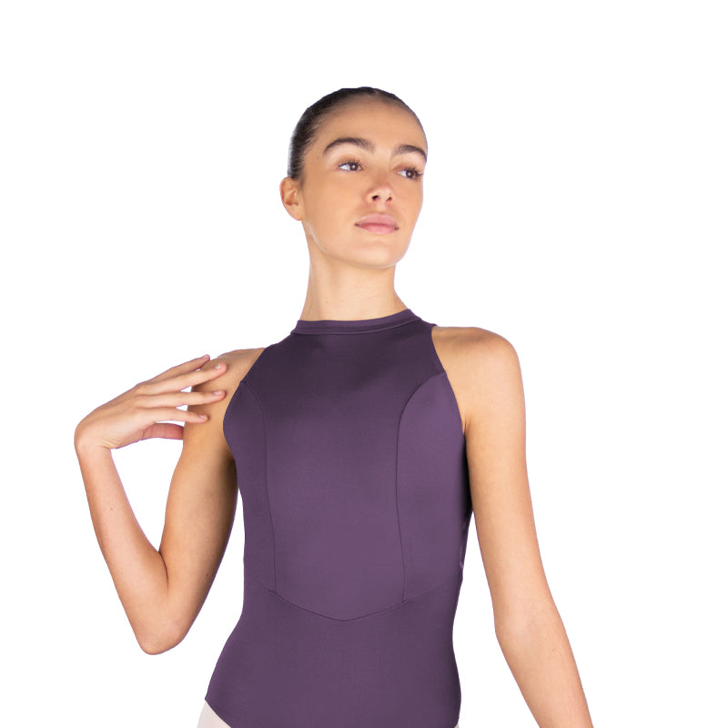 CARTIER High Neck Princess Seam Floral Print Mesh Back Leotard