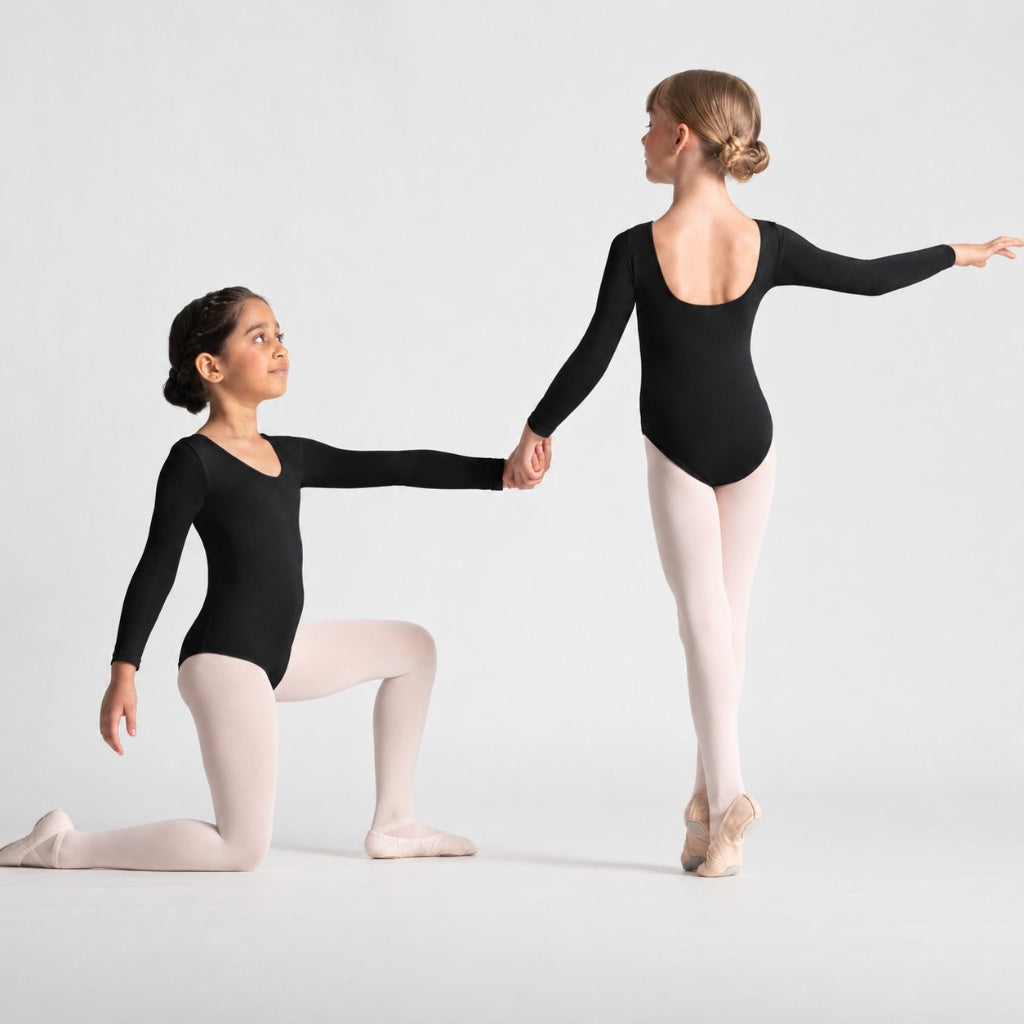 EVELYN Scoop Front Long Sleeve Leotard