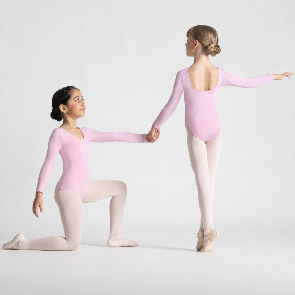 EVELYN Scoop Front Long Sleeve Leotard
