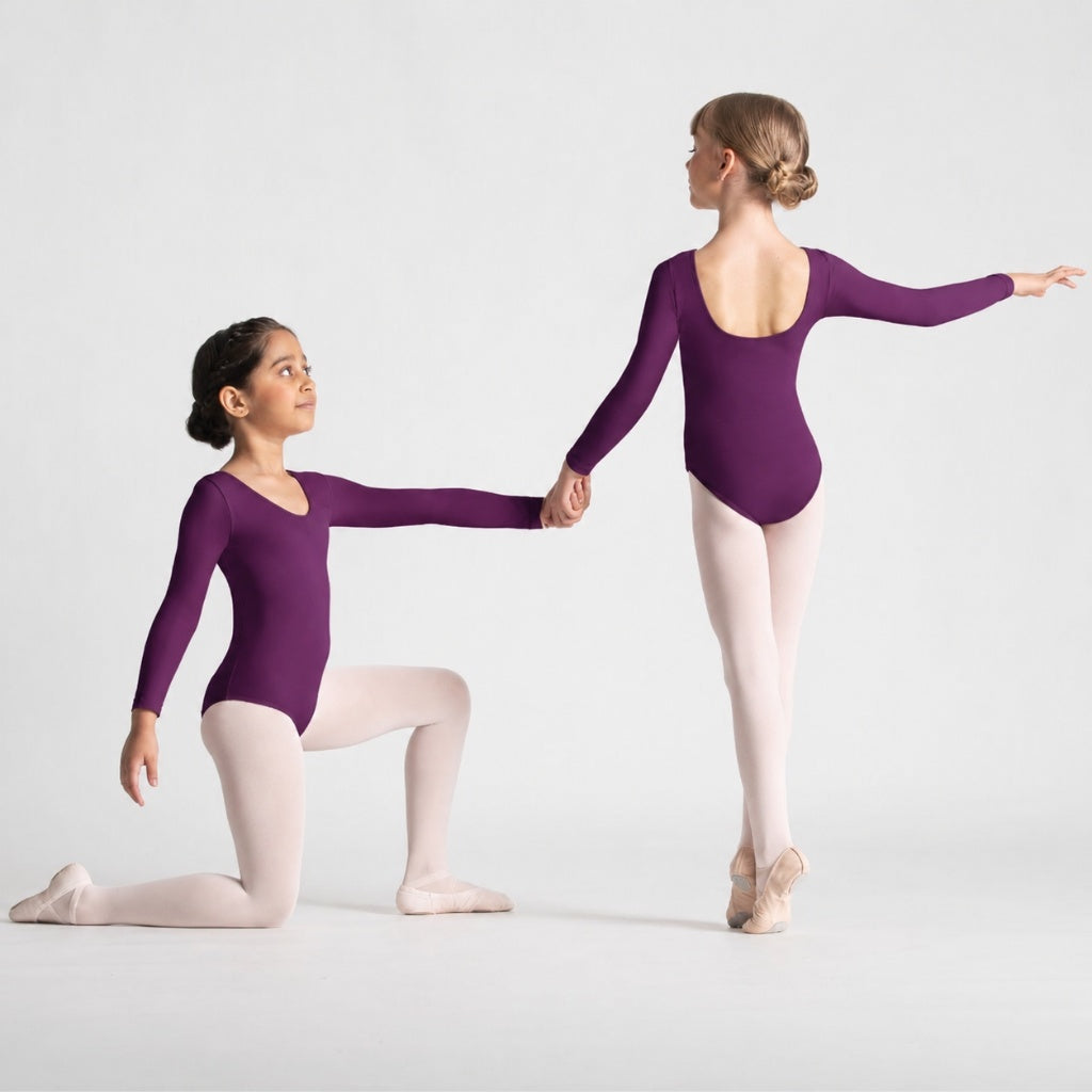 EVELYN Scoop Front Long Sleeve Leotard