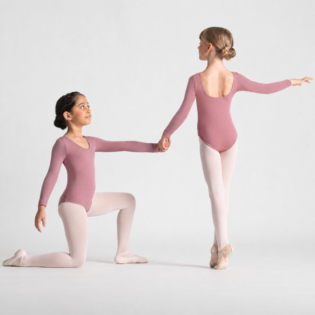 EVELYN Scoop Front Long Sleeve Leotard