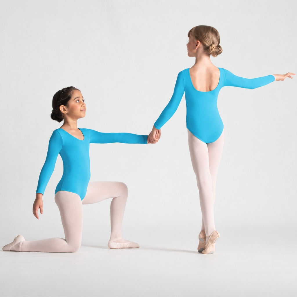 EVELYN Scoop Front Long Sleeve Leotard