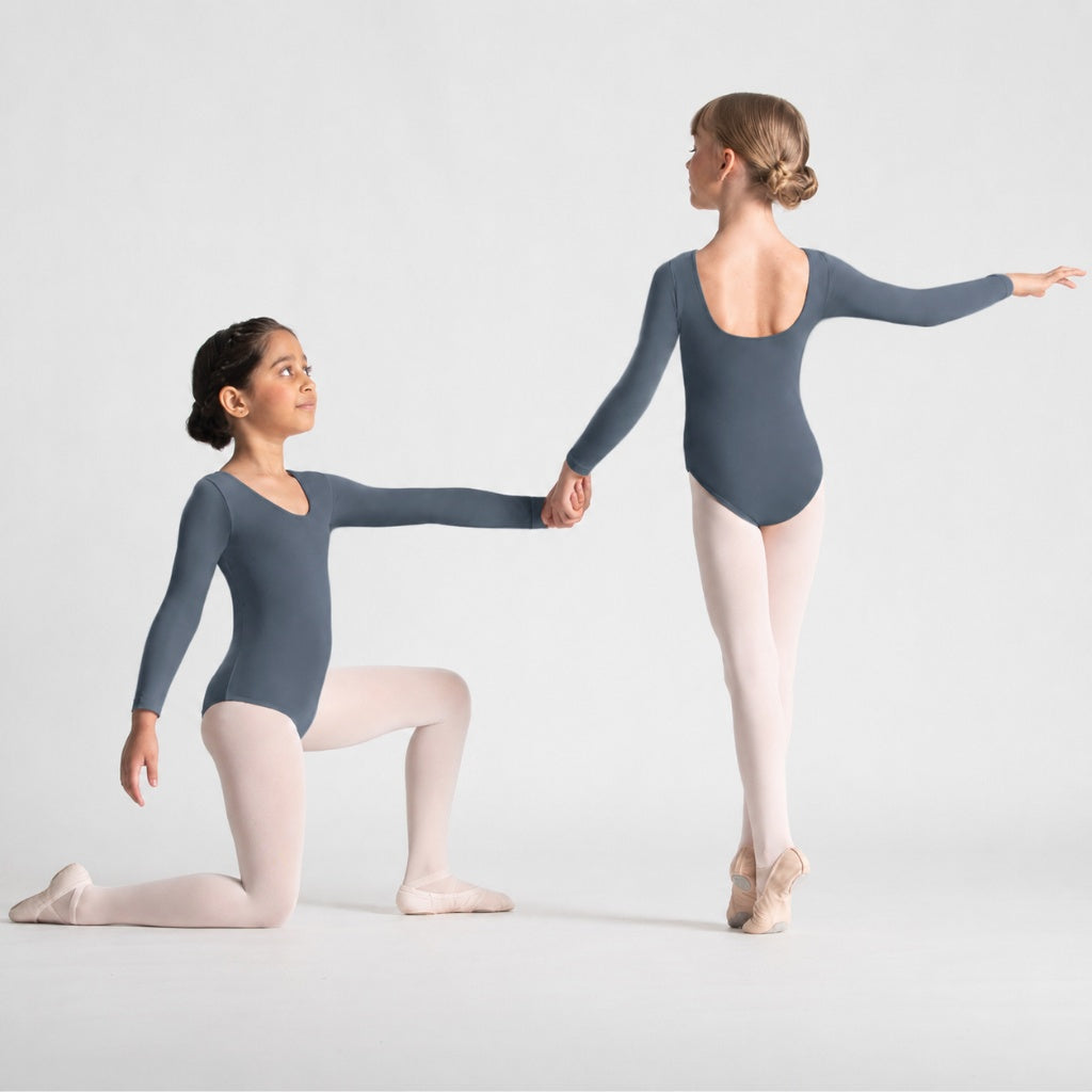 EVELYN Scoop Front Long Sleeve Leotard