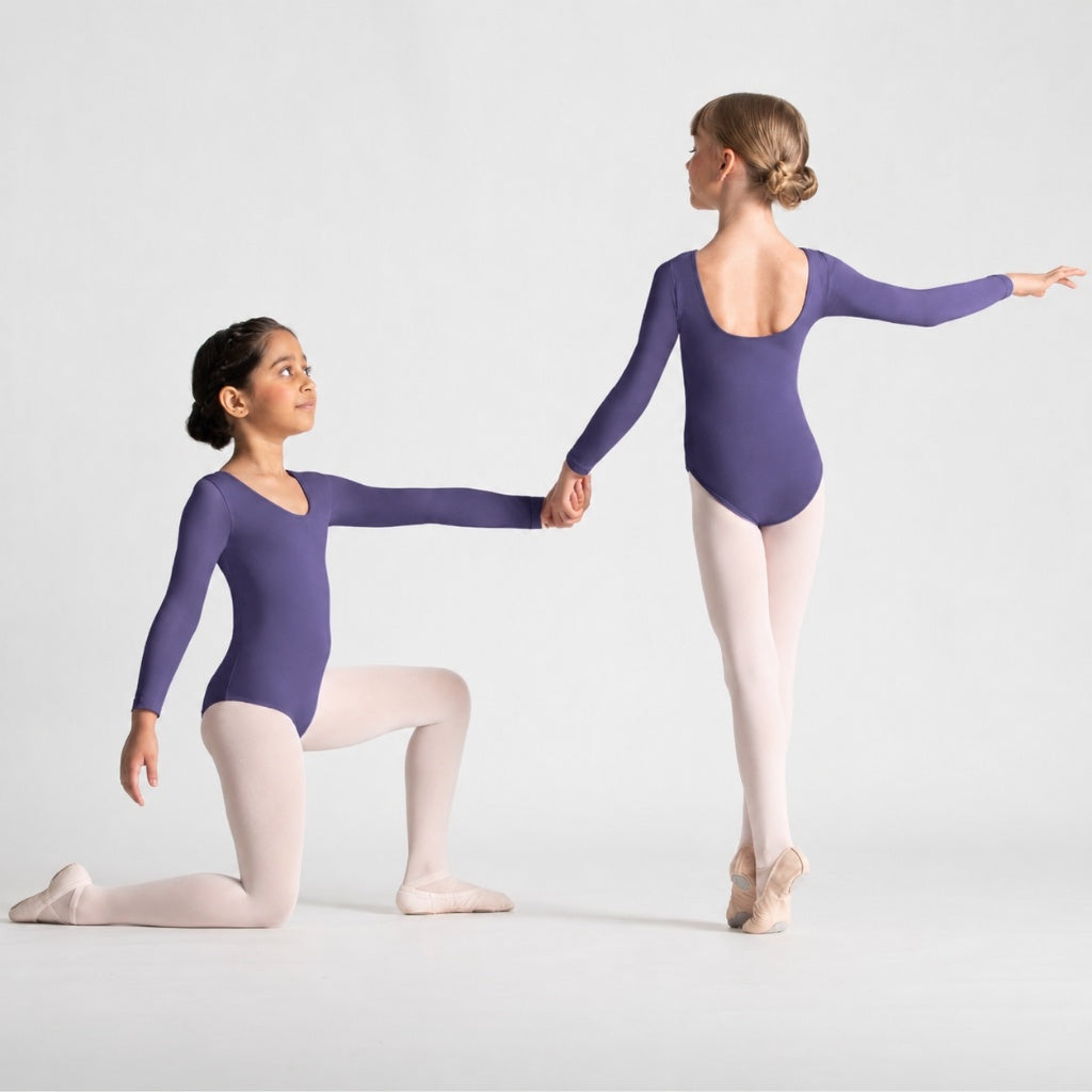 EVELYN Scoop Front Long Sleeve Leotard