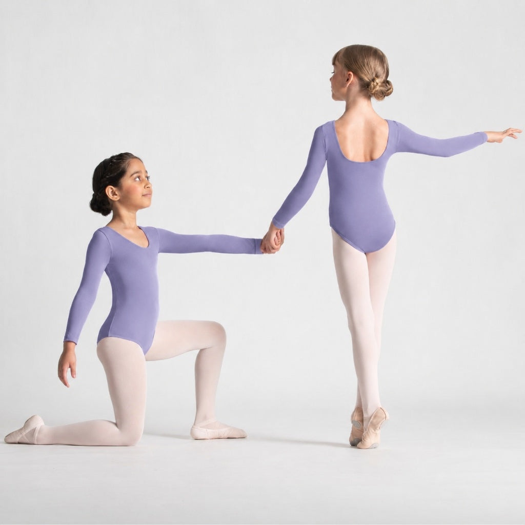EVELYN Scoop Front Long Sleeve Leotard
