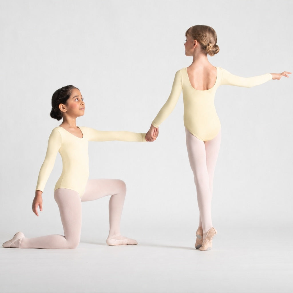 EVELYN Scoop Front Long Sleeve Leotard