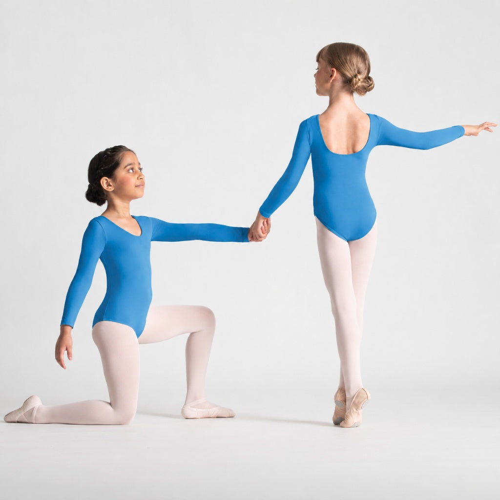 EVELYN Scoop Front Long Sleeve Leotard
