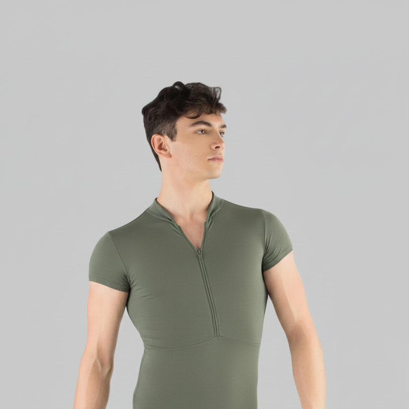 ENDO Short Sleeve Zip Front Leotard Microfibre
