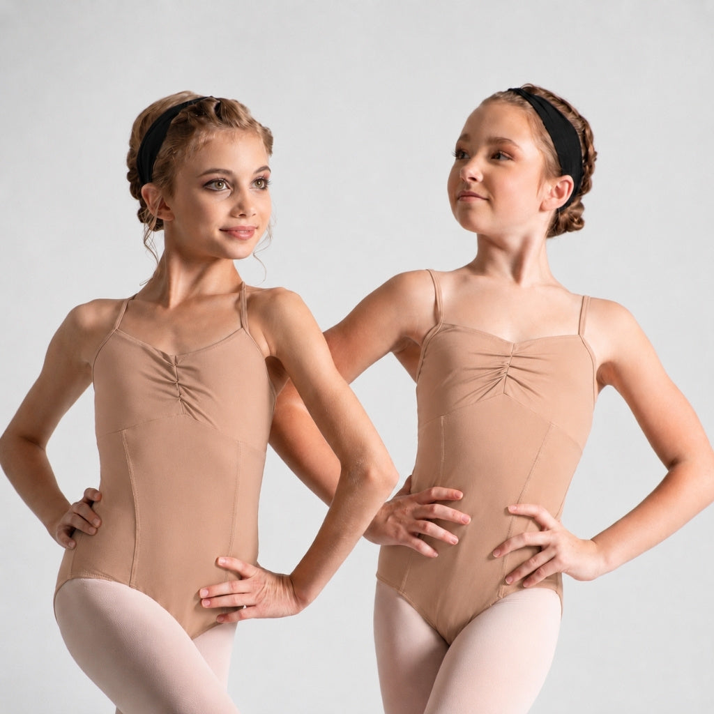 GRAZIA Front Gather Princess Seam Camisole Leotard Removable Bust Padding