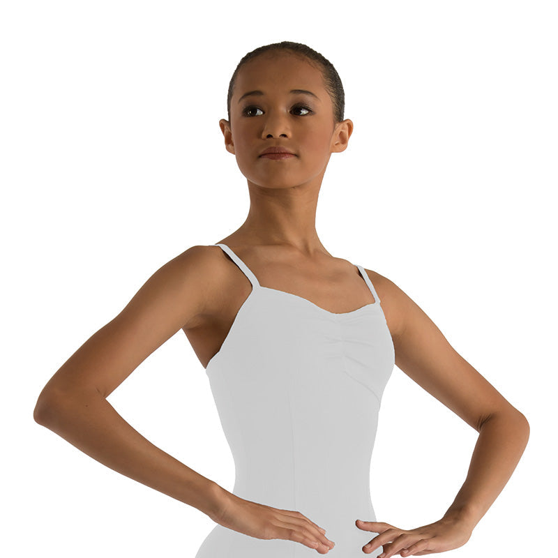 GRAZIA Front Gather Princess Seam Camisole Leotard Removable Bust Padding