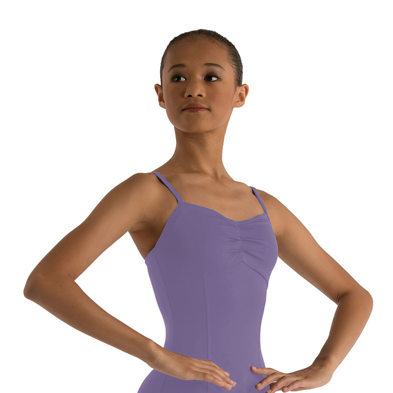 GRAZIA Front Gather Princess Seam Camisole Leotard Removable Bust Padding