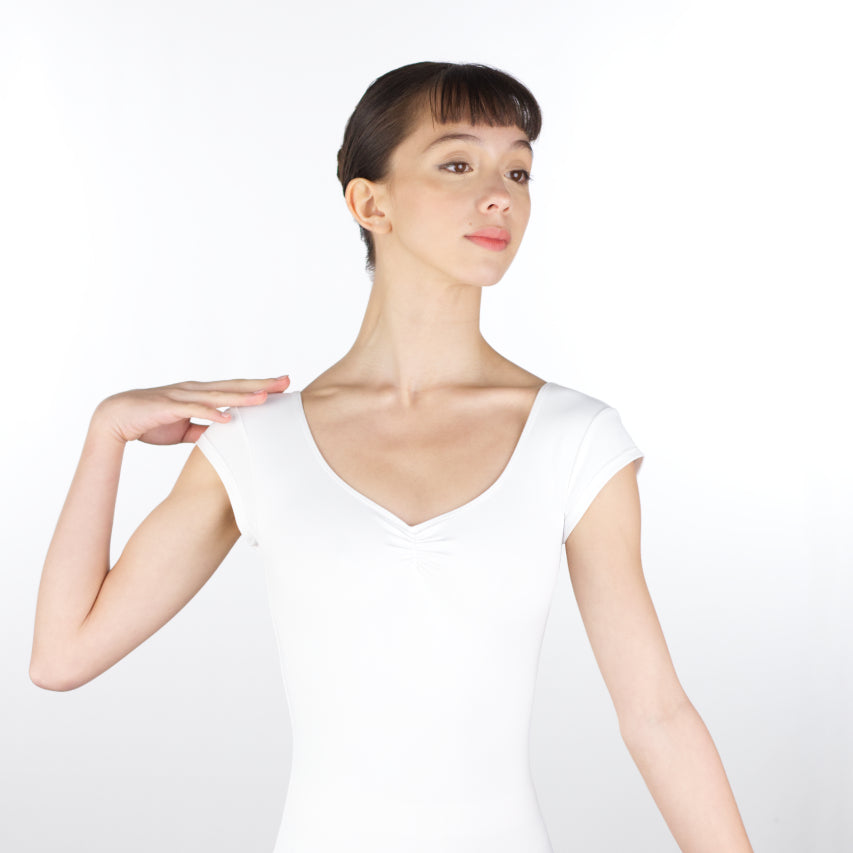 BEATRICE Cap Sleeve Pinch Front and Back Leotard