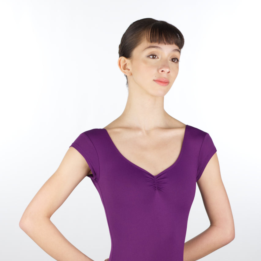 BEATRICE Cap Sleeve Pinch Front and Back Leotard