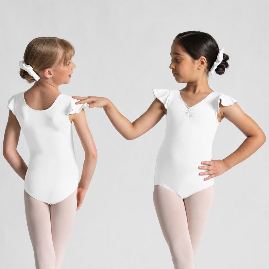 MELODIE Flutter Sleeve Pinch Front Leotard