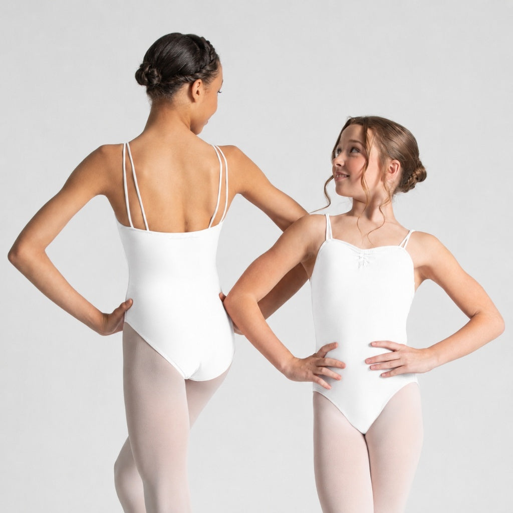 ZELLA Adjustable Ruche Double Strap Camisole Leotard