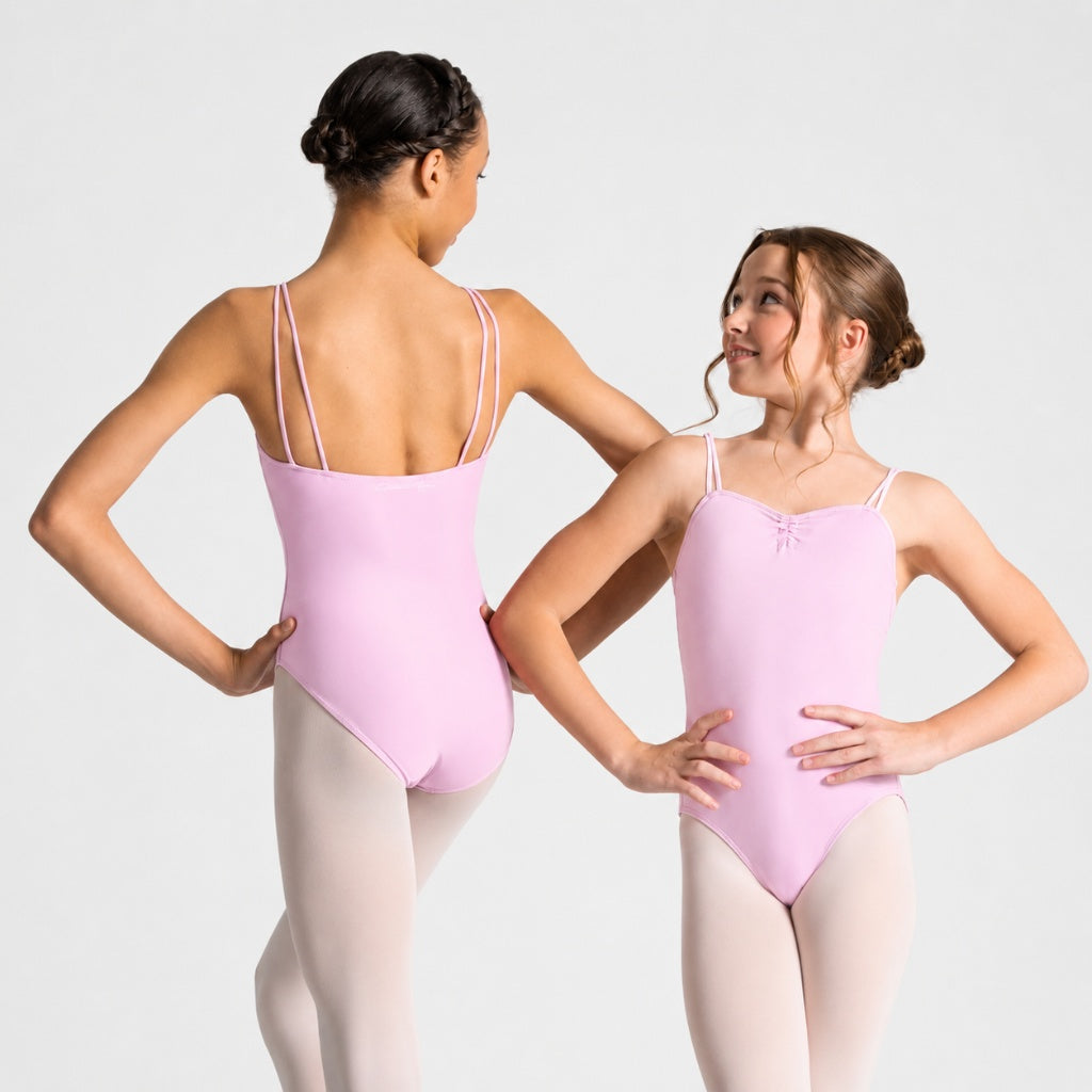 ZELLA Adjustable Ruche Double Strap Camisole Leotard