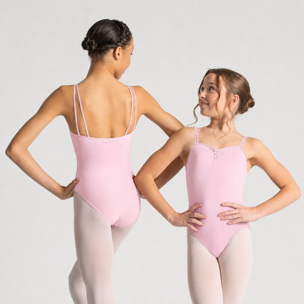 ZELLA Adjustable Ruche Double Strap Camisole Leotard