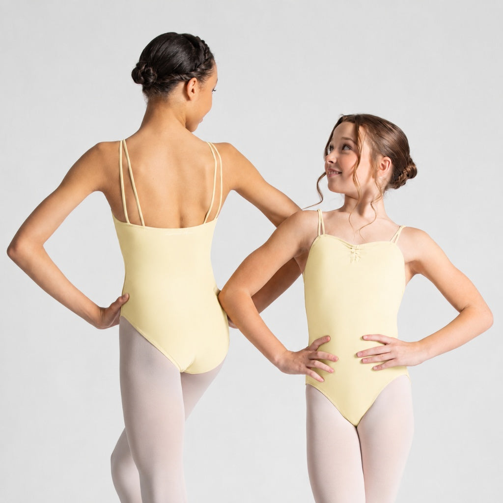 ZELLA Adjustable Ruche Double Strap Camisole Leotard