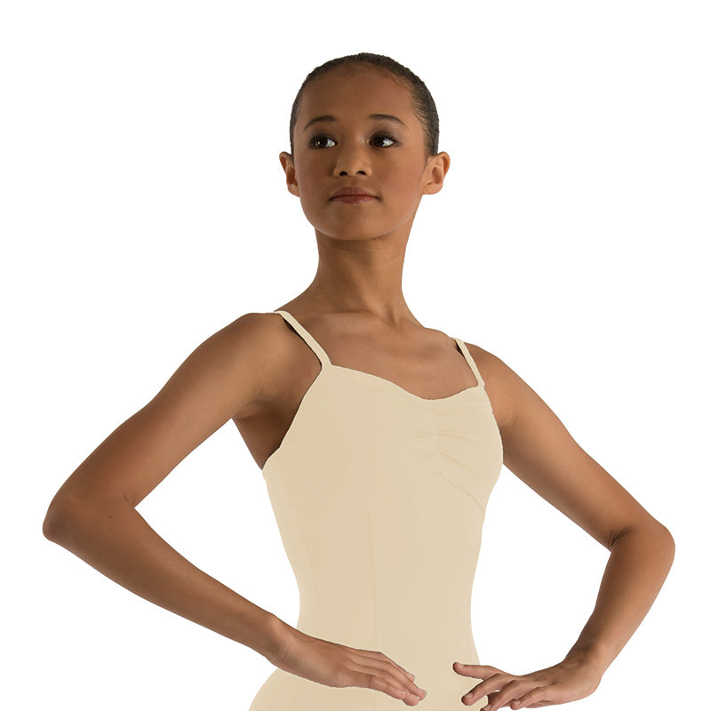 GRAZIA Front Gather Princess Seam Camisole Leotard Removable Bust Padding