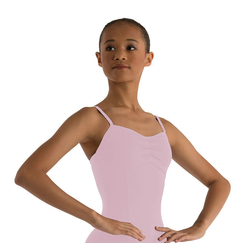 GRAZIA Front Gather Princess Seam Camisole Leotard Removable Bust Padding