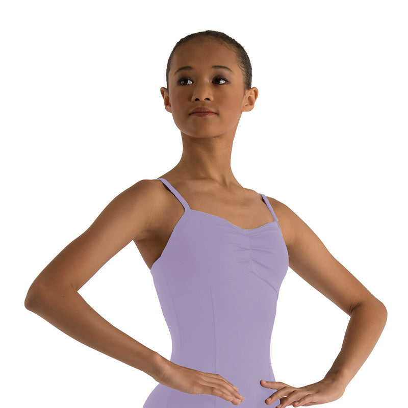 GRAZIA Front Gather Princess Seam Camisole Leotard Removable Bust Padding