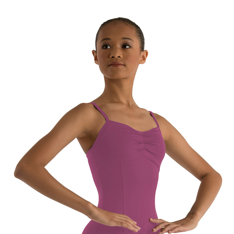 GRAZIA Front Gather Princess Seam Camisole Leotard Removable Bust Padding