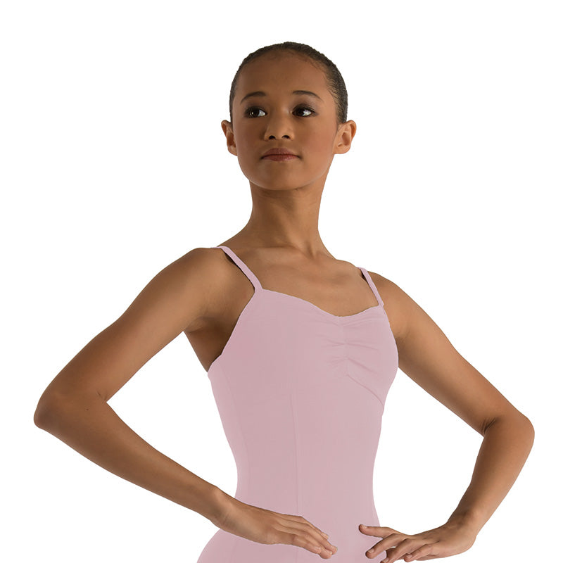 GRAZIA Front Gather Princess Seam Camisole Leotard Removable Bust Padding