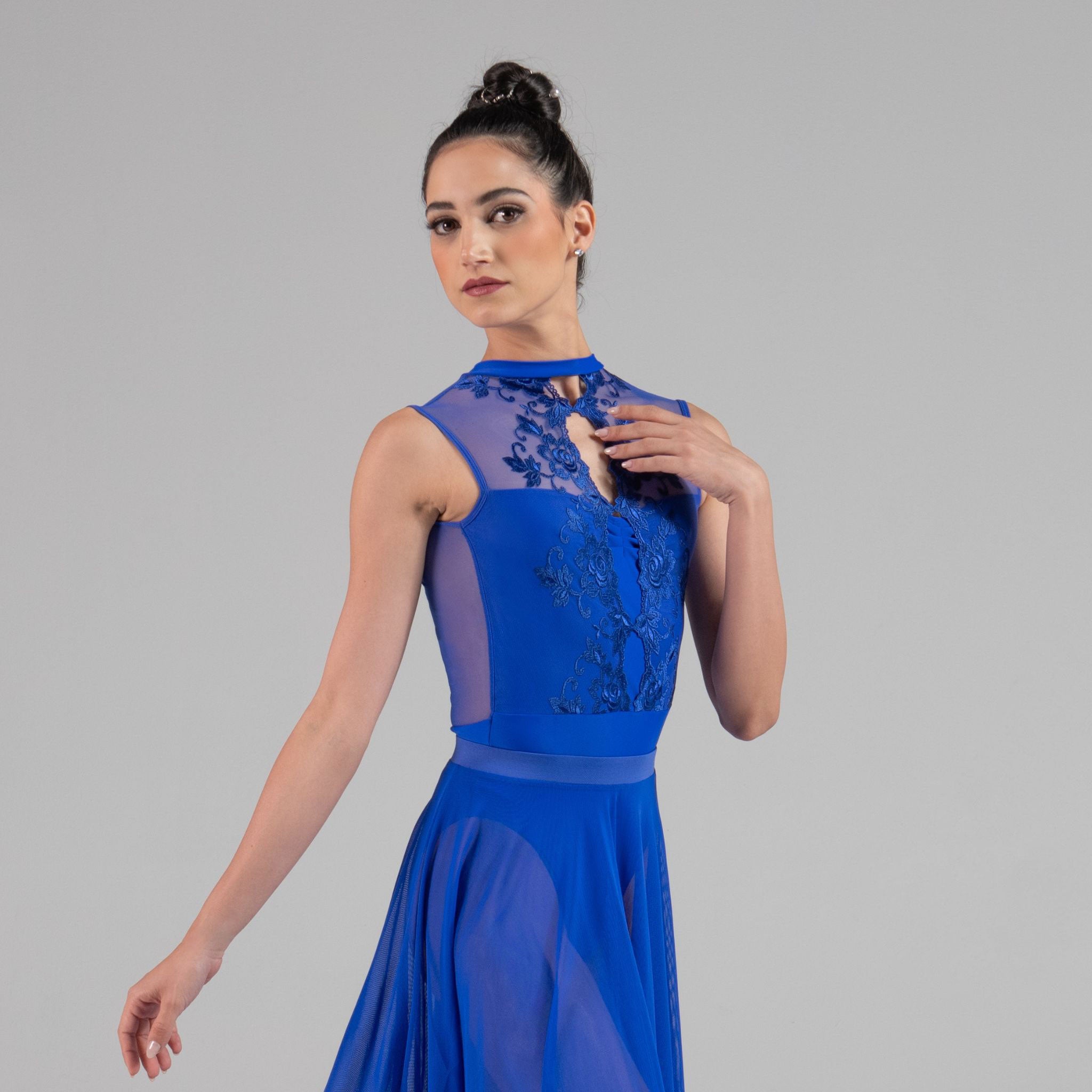 MIRIELLE  Lace Front High Neck Tank Leotard