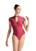 NICOLETTE Cap Sleeve V-Cut High Neck Open Back Leotard