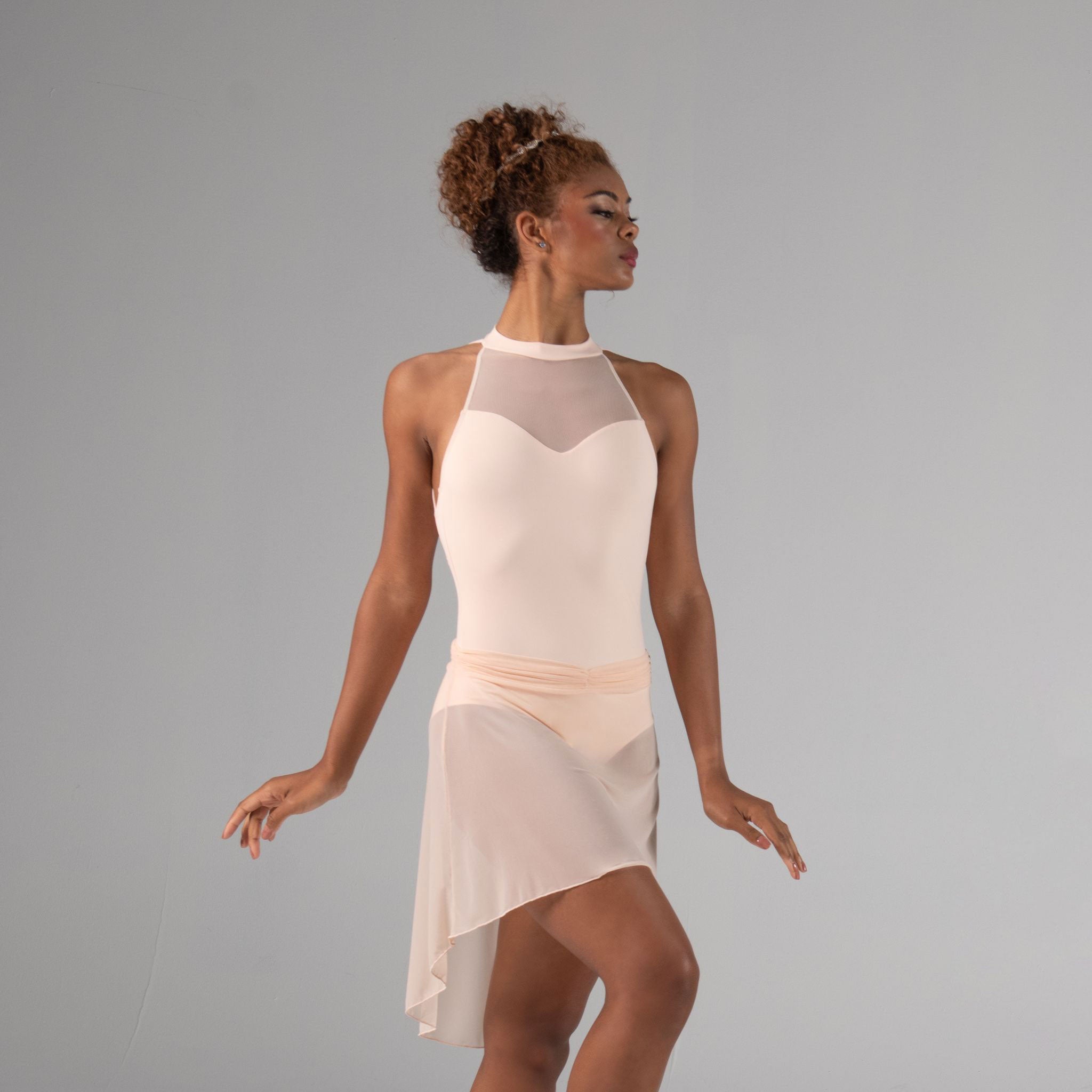 ALEXINE High Neck Leotard with Lace Framed Back