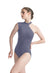 LOIS Ruched Shoulder Asymmetrical High Neck Tank Leotard