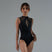 DELÉON Crewneck Mesh Cut Out Open Back Leotard