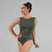 ORANE Asymmetrical Mesh Cut Out V-Back Tank Leotard