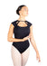LIANA High Neck Cut Out Front Oval Back Cap Sleeve Leotard