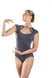LIANA High Neck Cut Out Front Oval Back Cap Sleeve Leotard