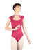 LIANA High Neck Cut Out Front Oval Back Cap Sleeve Leotard