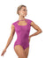 LIANA High Neck Cut Out Front Oval Back Cap Sleeve Leotard