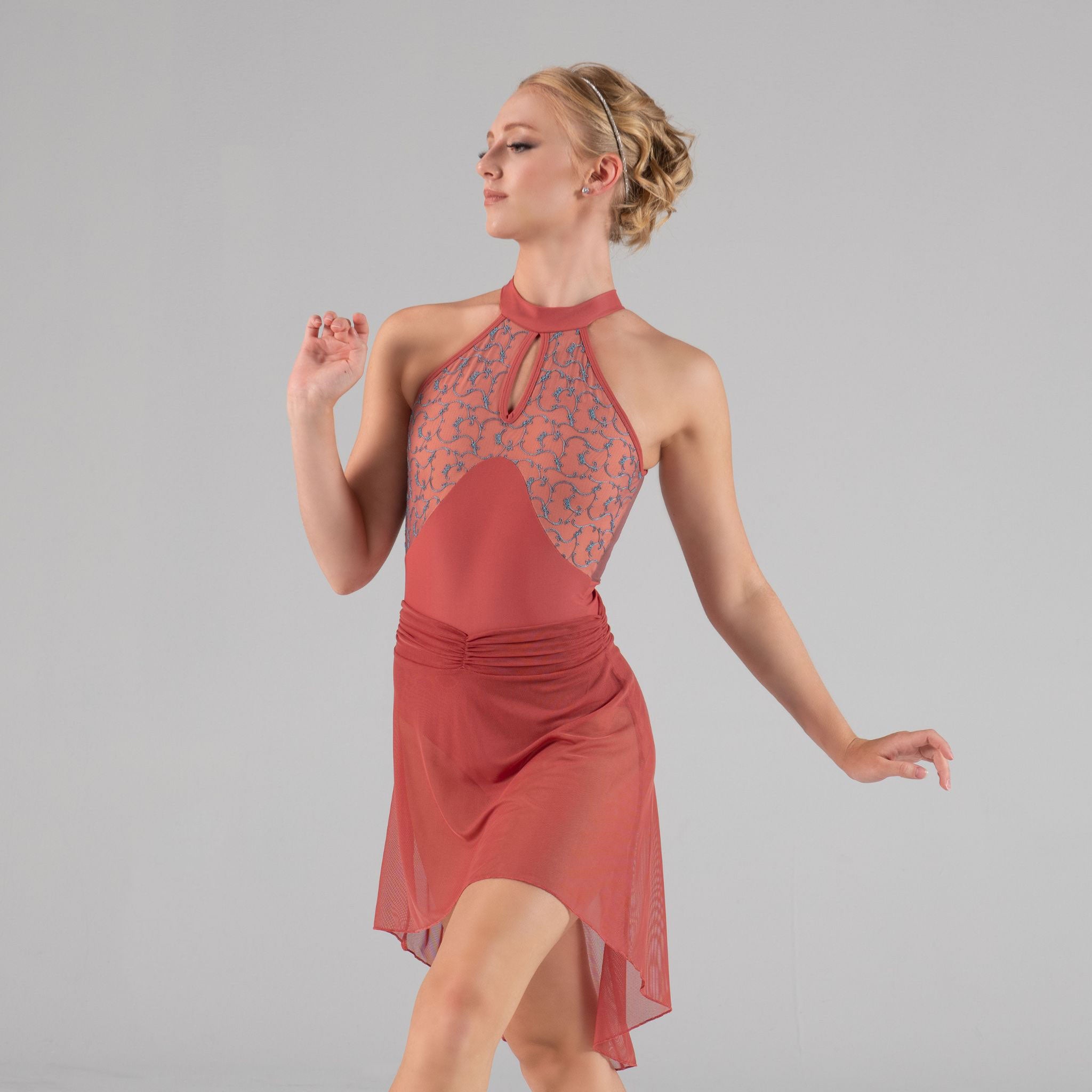 THALIE High Neck Front Keyhole Open Back Leotard