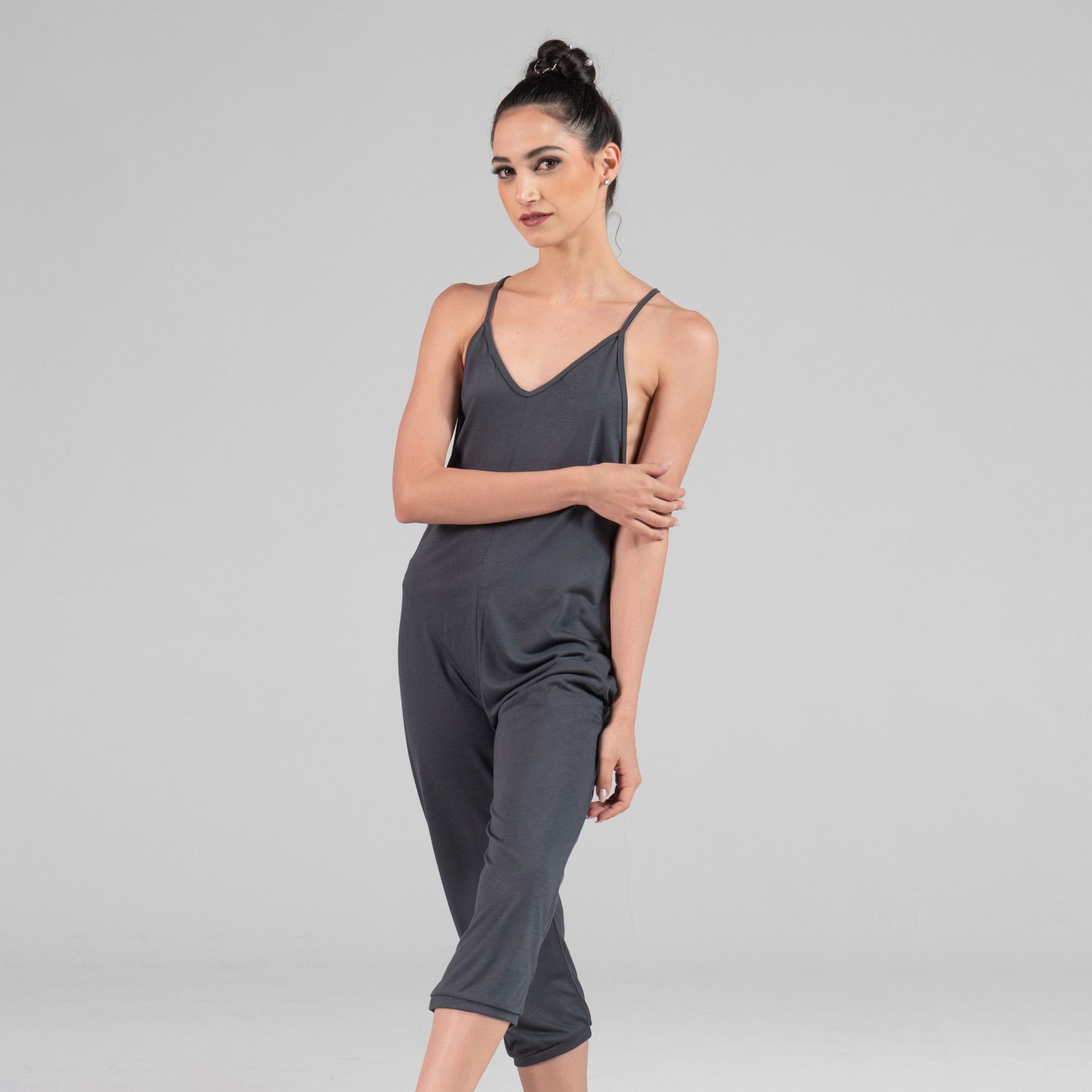 KAIKO Camisole Strap Bamboo Romper with Pockets