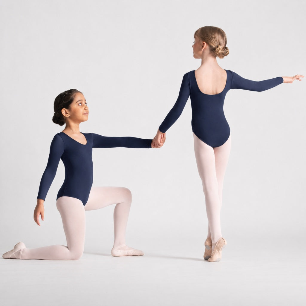 EVELYN Scoop Front Long Sleeve Leotard