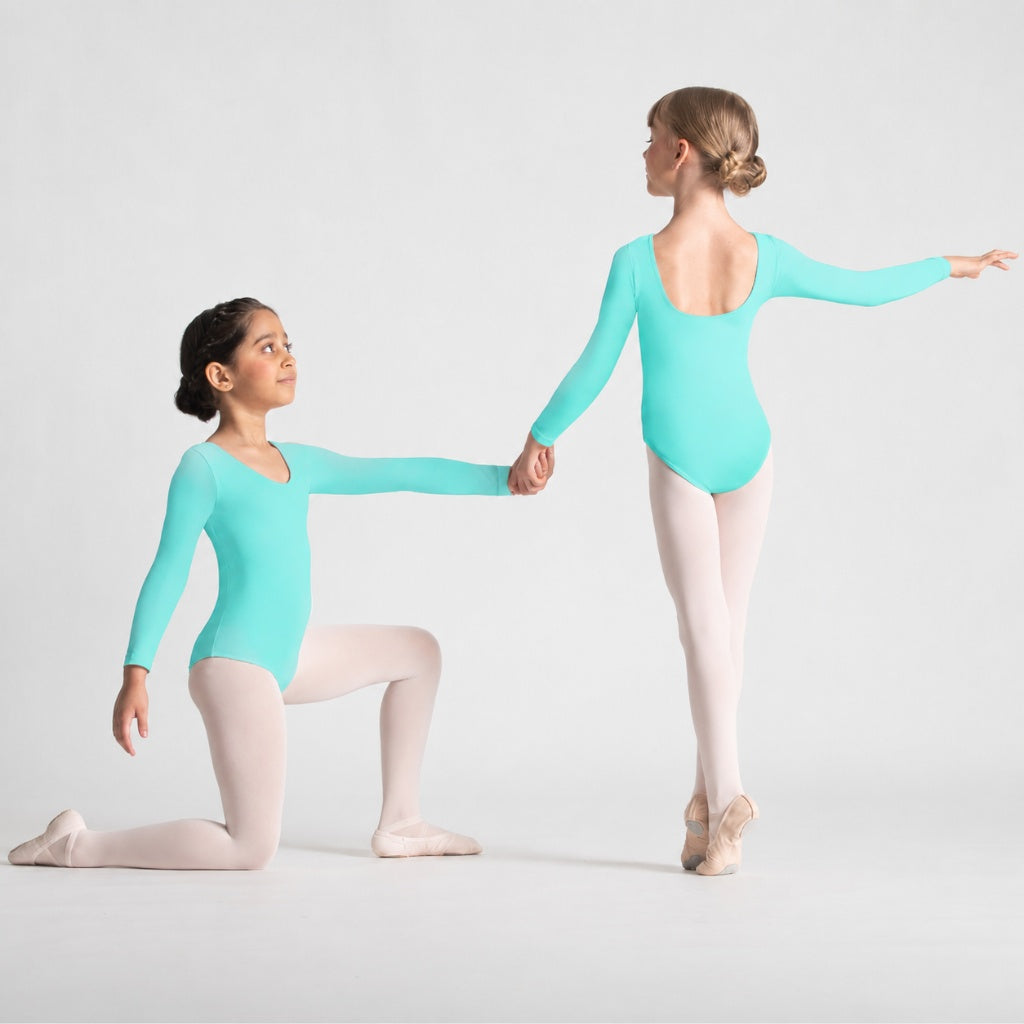 EVELYN Scoop Front Long Sleeve Leotard