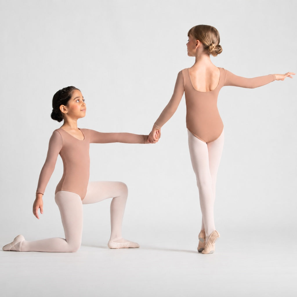 EVELYN Scoop Front Long Sleeve Leotard