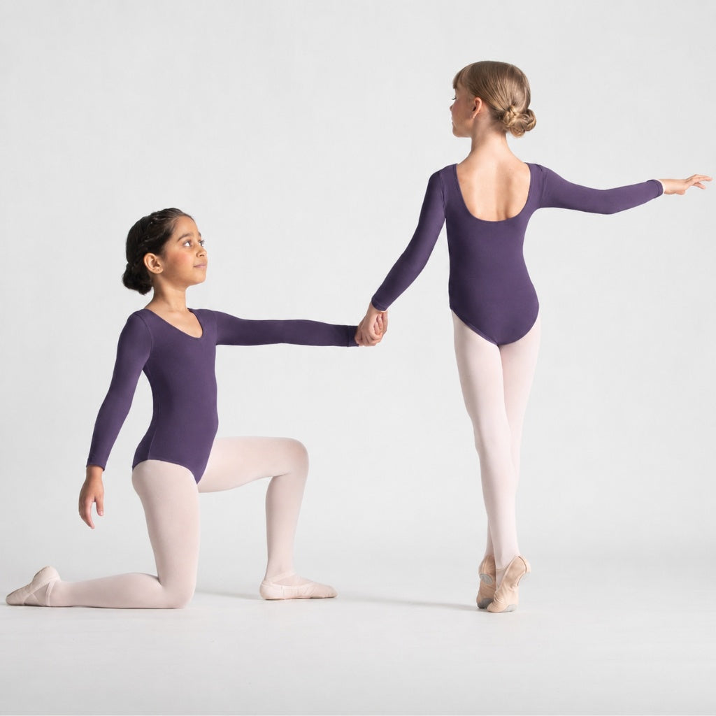 EVELYN Scoop Front Long Sleeve Leotard