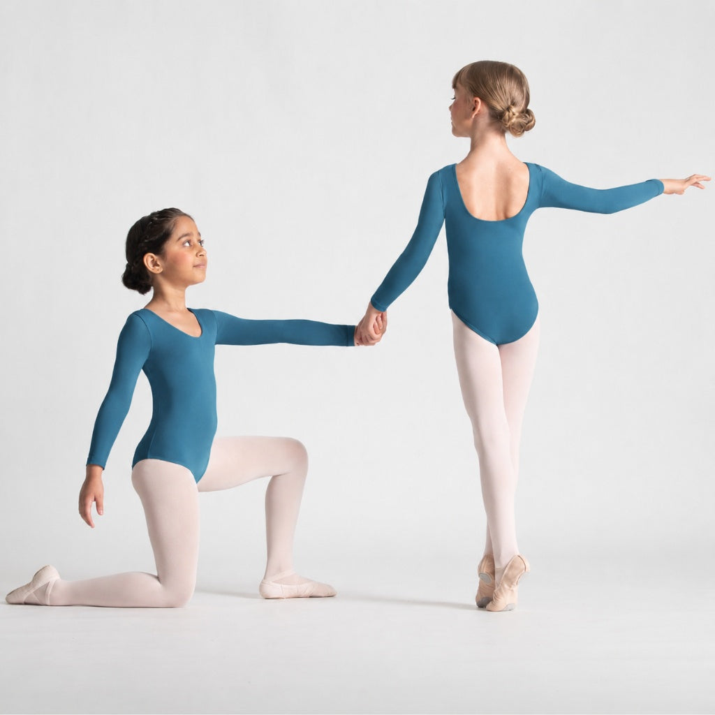 EVELYN Scoop Front Long Sleeve Leotard