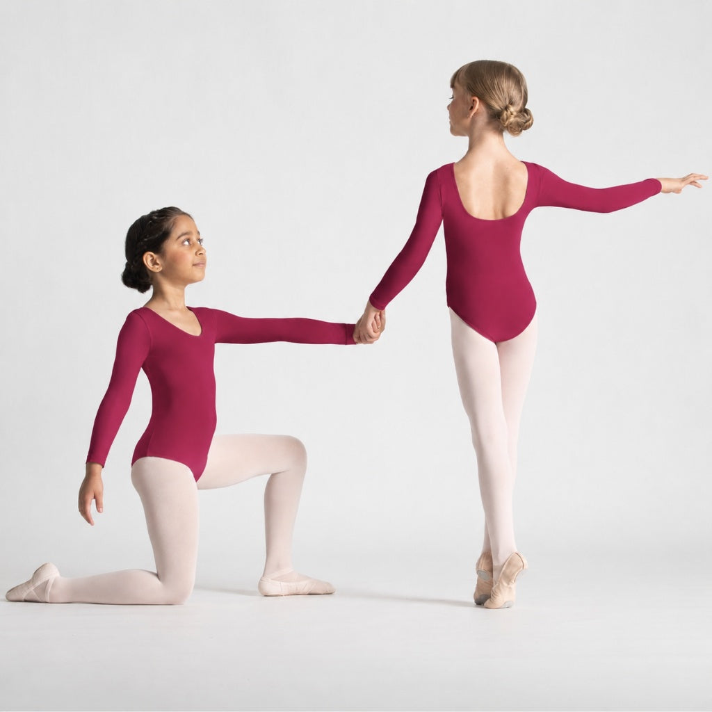 EVELYN Scoop Front Long Sleeve Leotard