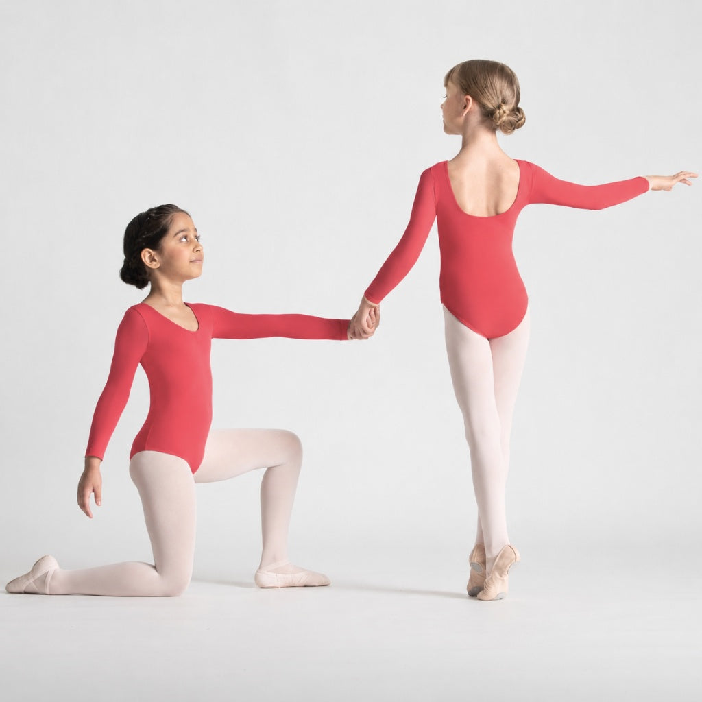 EVELYN Scoop Front Long Sleeve Leotard