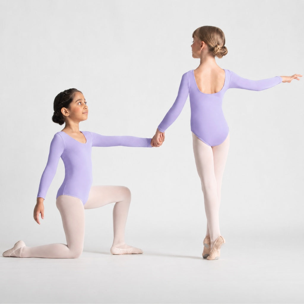 EVELYN Scoop Front Long Sleeve Leotard