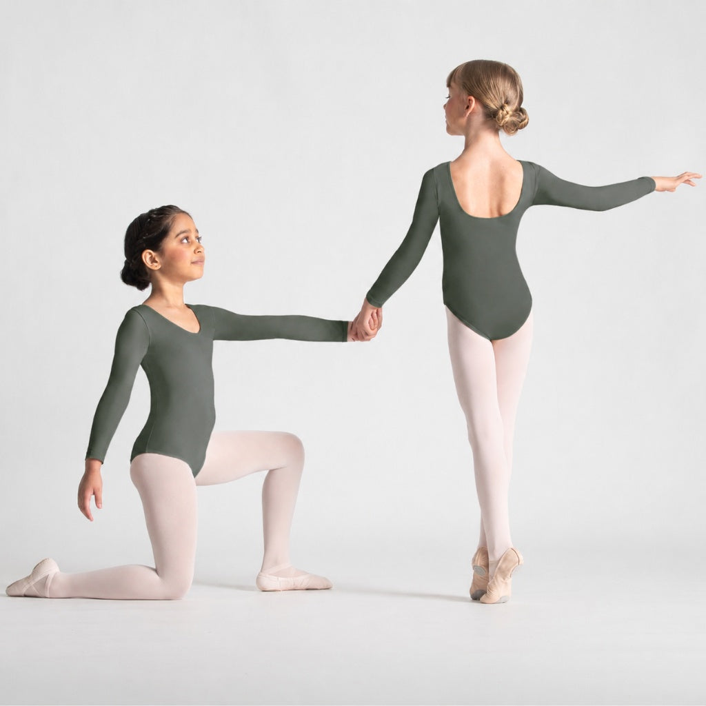 EVELYN Scoop Front Long Sleeve Leotard